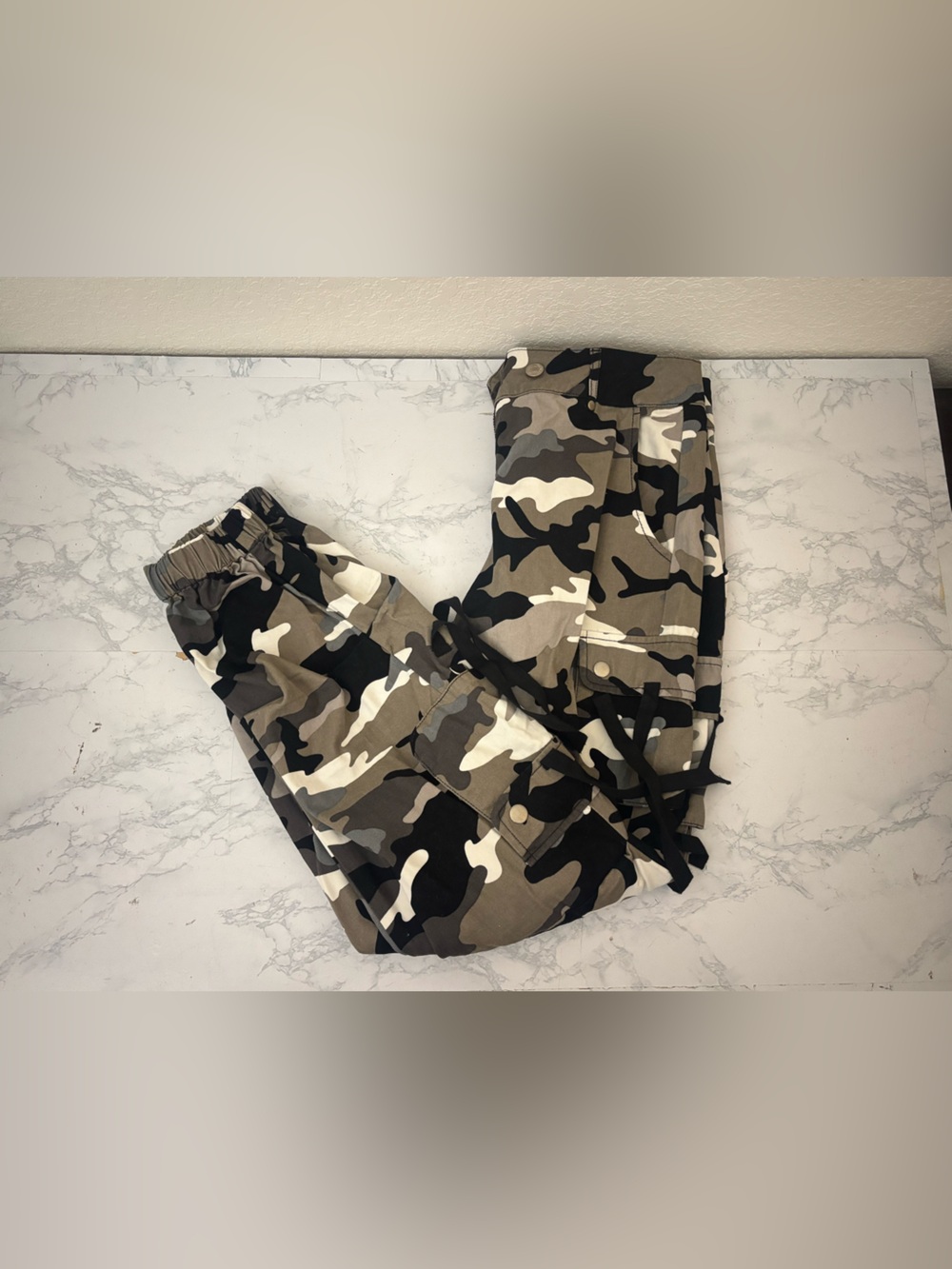 Forever 21 Jogger Pants Womens S Small Cargo High Rise Streetwear Camo